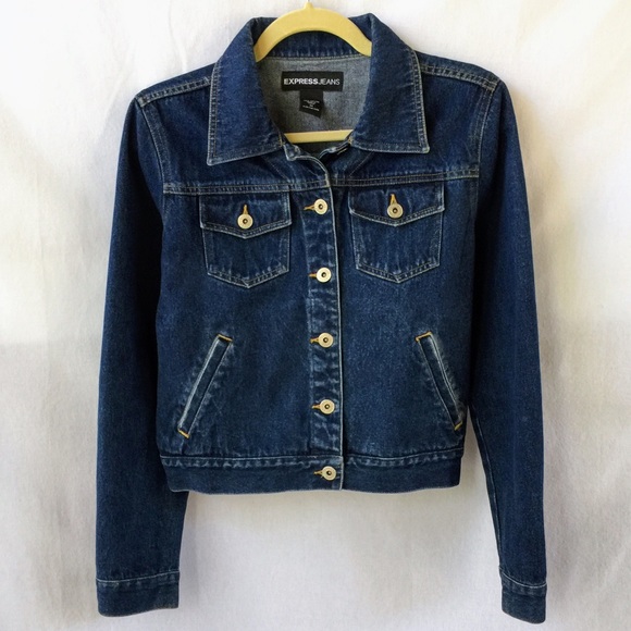 HAND-PAINTED JEANS JACKET!  Express Size M. Artsy! - Picture 5 of 8